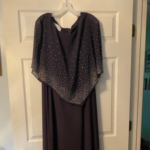 Oleg Cassini Mother of the Bride Jersey Cape Gown with Sparkle Embellishment